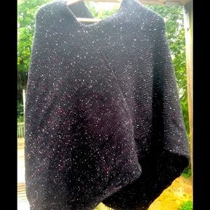 NWOT Loft Black Poncho with Flecks of Pink & White